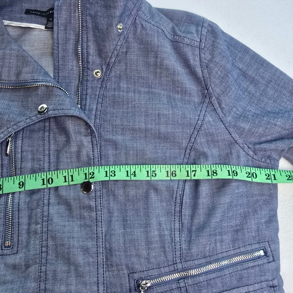 White House Black Market‎ -961 WHBM Chambray Moto Jacket Womens 14